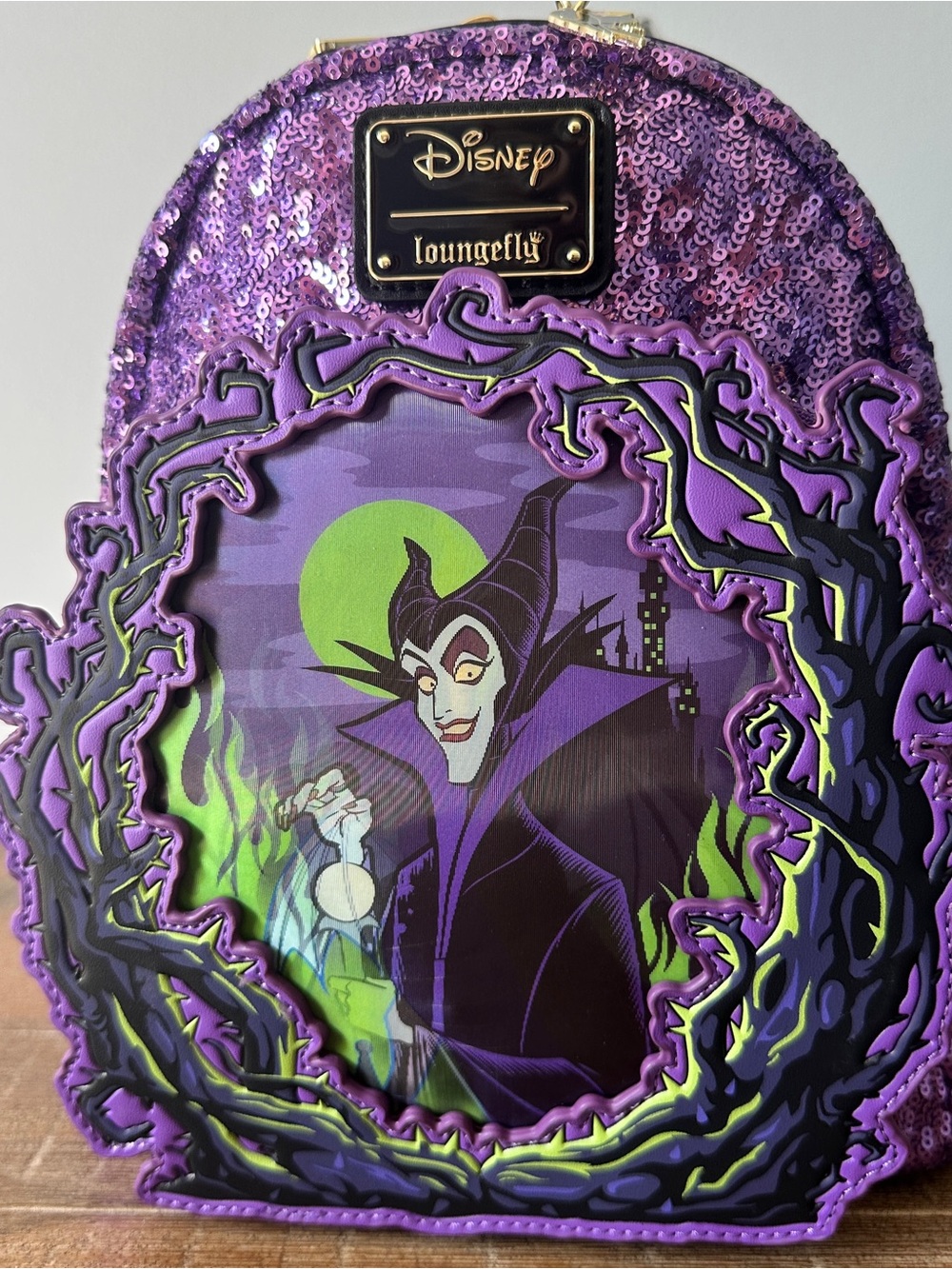 NWT Loungefly Disney Sleeping Beauty Maleficent Lenticular Mini Backpack UK
